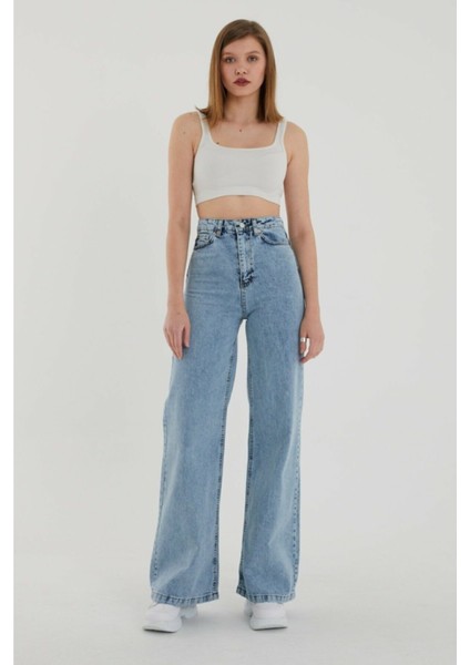 Süper Yüksek Bel Likralı Kar Yıkamalı Geniş Paça Kot Pantolon (Wide Leg) fiyatları