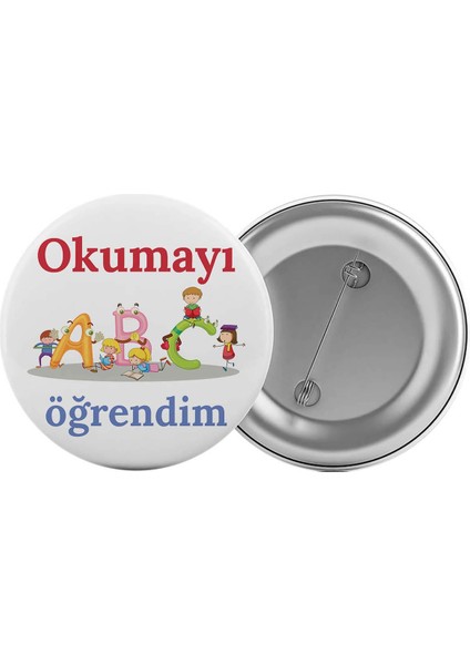 Okumayı Öğrendim Çanta Rozeti 20 Adet En Büyük Boy 5.8cm Iğneli Broş