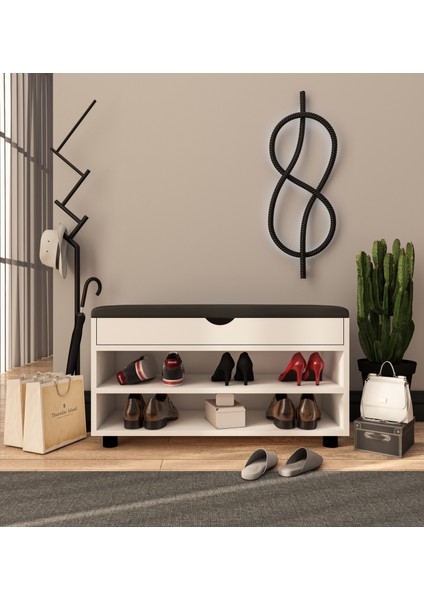 Vertex Mobilya Alin Beyaz Ayakkabılık Bench