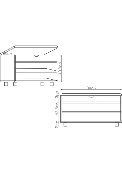 Vertex Mobilya Alin Beyaz Ayakkabılık Bench