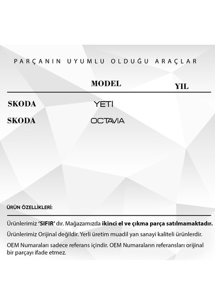 DNC Auto Part Skoda Yeti Octavia Için Bagaj Kilit Dişlisi