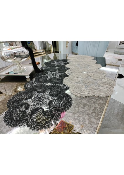 Neubella Home Amerikan Servis Özel Nakış Tasarım Runner Nehir Masa Ve Sunum Takımı Çeyizlik Siyah fiyatları