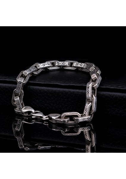 Desen Motifli 925 Ayar Gümüş Bileklik