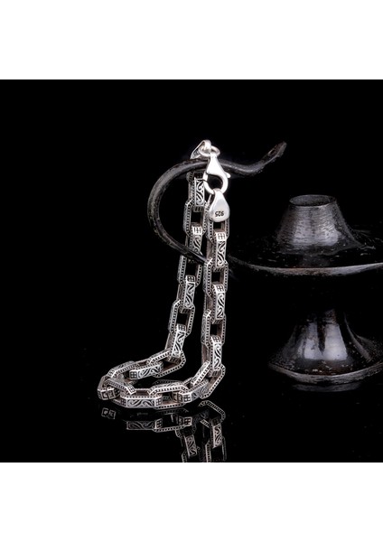 Desen Motifli 925 Ayar Gümüş Bileklik modelleri