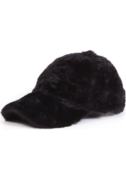 Siyah Peluş Cap Şapka