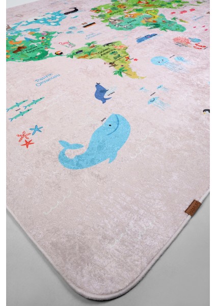 Dünya Haritası 120x160 Cm Oyun Matı Bebek Ve Çocuk Halısı Pembe modelleri
