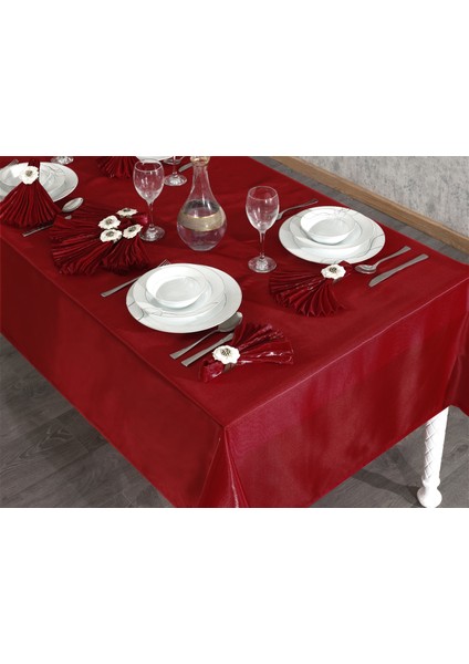 Kristal Monoray Kumaş Kırmızı Masa Örtüsü Ve Peçeteli Sofra Takımı 8 Kişilik Dikdörtgen 160x220 cm 17 Parça - 722 fiyatları
