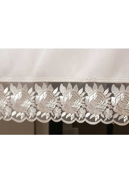 Olga Lüx Gül Dantelli Poly/Bambu Kumaş Krem/Krem Masa Örtüsü Dikdörtgen 160x220 cm - 692 fırsatları