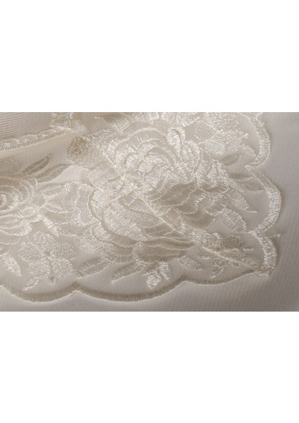 Olga Lüx Gül Dantelli Poly/Bambu Kumaş Krem/Krem Masa Örtüsü Dikdörtgen 160x220 cm - 692
