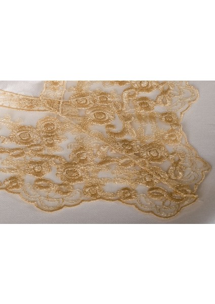 Olga Lüx Dantelli Poly/Bambu Kumaş Krem/Bej Masa Örtüsü Dikdörtgen 160x220 cm - 694