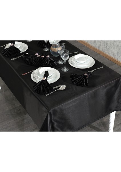 Kristal Monoray Kumaş Siyah Masa Örtüsü ve Peçeteli Sofra Takımı 8 Kişilik Dikdörtgen 160x220 cm 17 Parça - 949 fiyatları