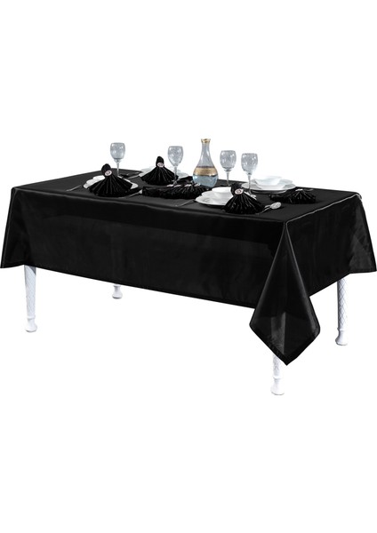 Kristal Monoray Kumaş Siyah Masa Örtüsü ve Peçeteli Sofra Takımı 8 Kişilik Dikdörtgen 160x220 cm 17 Parça - 949 modelleri