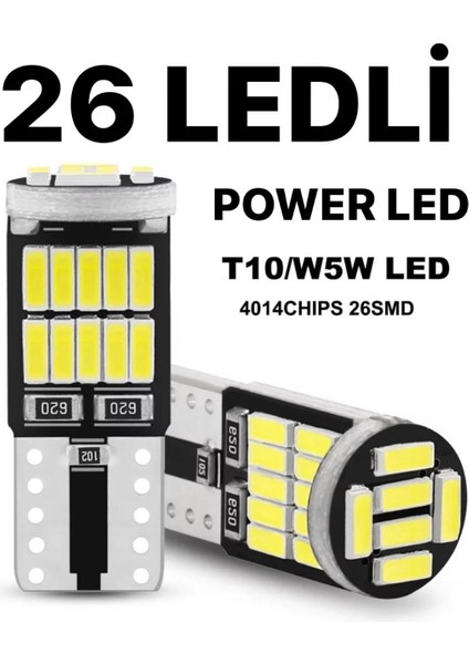 T10 LED 26 Ledli W5W Metal Ultra Power Beyaz Parkplaka Tavan Ampulü