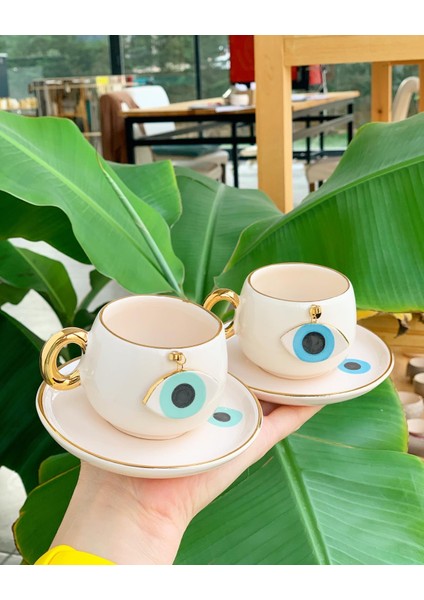 Nazar Göz Kahve Fincanı Nil Yeşili Seramik El Yapımı modelleri