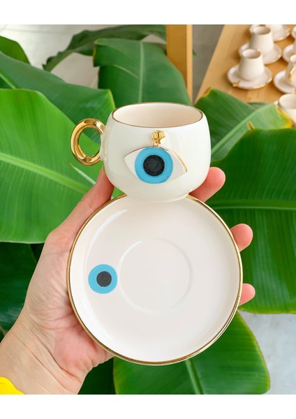 Nazar Göz Kahve Fincanı Mavi Seramik El Yapımı fırsatları