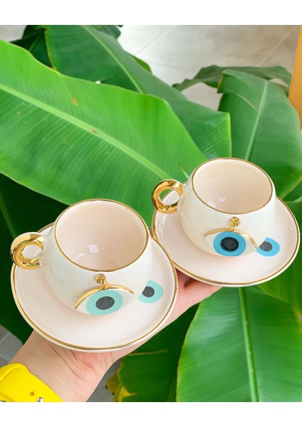 Nazar Göz Kahve Fincanı Mavi Seramik El Yapımı fiyatları