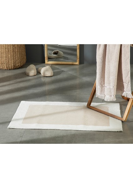 Tetra Pamuklu Banyo Paspası 60 x 90 cm Ekru-Bej