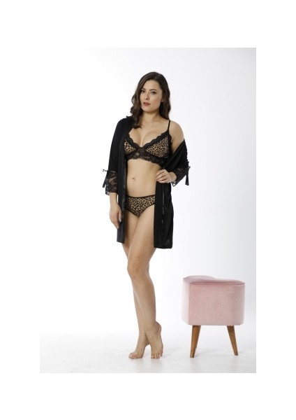 Kadın Sabahlıklı 3'lü Bikini Takım