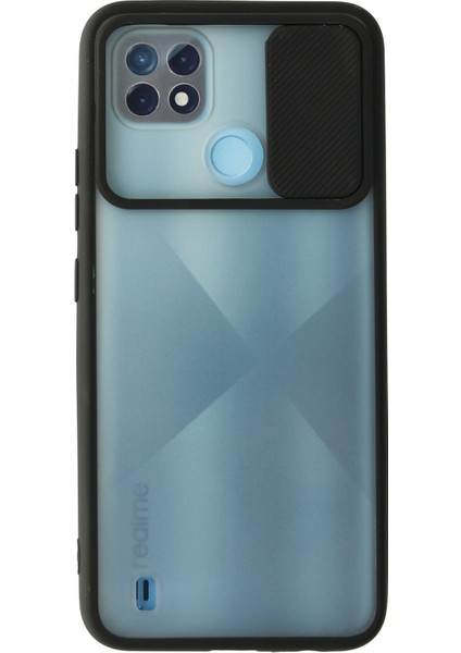 Realme C21 Kılıf Palm Buzlu Kamera Sürgülü Silikon - Siyah 300099