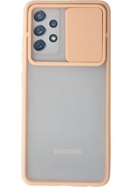 Samsung Galaxy A52 Kılıf Palm Buzlu Kamera Sürgülü Silikon - Pembe 300099