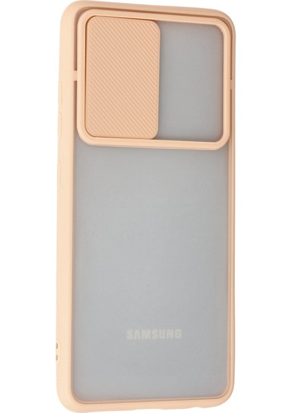 Samsung Galaxy A52 Kılıf Palm Buzlu Kamera Sürgülü Silikon - Pembe 300099