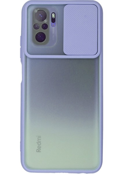 Xiaomi Redmi Note 10 Kılıf Palm Buzlu Kamera Sürgülü Silikon - Lila 300099