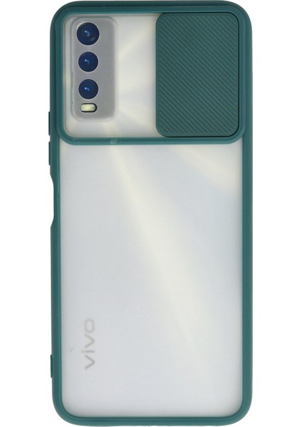 Vivo Y11S Kılıf Palm Buzlu Kamera Sürgülü Silikon - Yeşil 300099