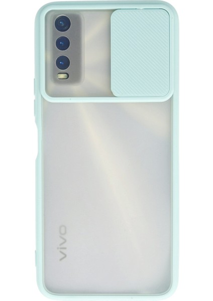 Vivo Y20 Kılıf Palm Buzlu Kamera Sürgülü Silikon - Turkuaz 300099