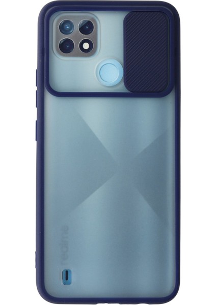 Realme C21 Kılıf Palm Buzlu Kamera Sürgülü Silikon - Lacivert 300099