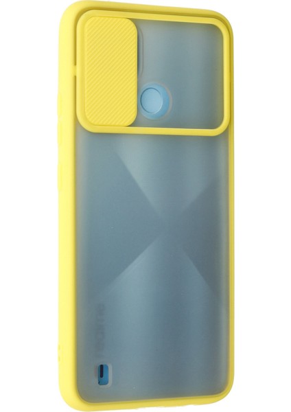 Realme C21 Kılıf Palm Buzlu Kamera Sürgülü Silikon - Sarı 300099 modelleri