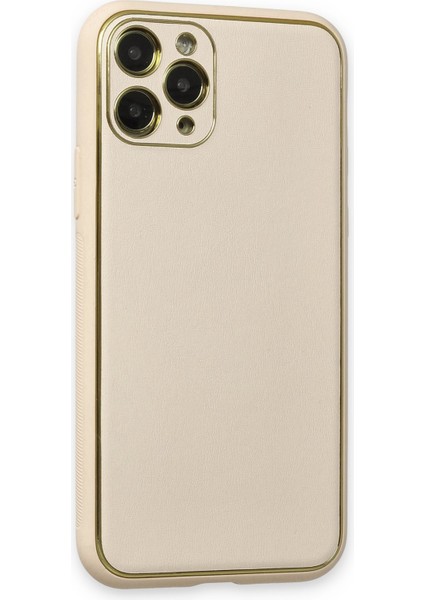 Apple iPhone 11 Pro Max Kılıf Coco Deri Silikon Kapak - Beyaz