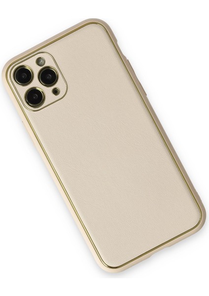 Apple iPhone 11 Pro Max Kılıf Coco Deri Silikon Kapak - Beyaz