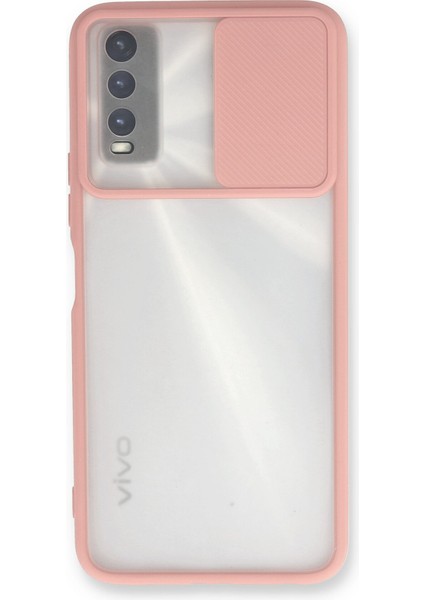 Vivo Y20 Kılıf Palm Buzlu Kamera Sürgülü Silikon - Pembe 300099