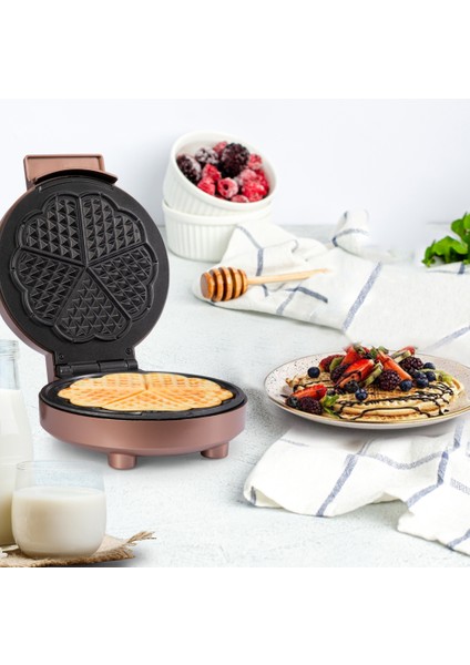 Caramel 1000W Taşmayı Önleyen Derin Plakalı Aşırı Isınmaya Dayanıklı Waffle Makinesi In 6418