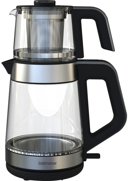 GM-8325 Deluxe Kettle Özellikli Cam Inox Çay Makinesi