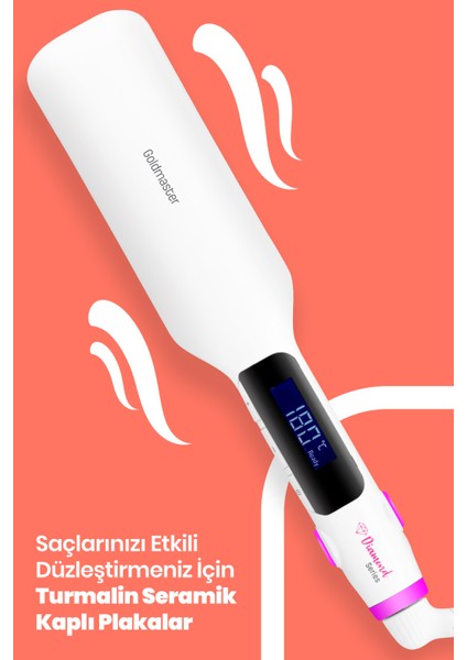 Dıamond Dijital Ekranlı Turmalin Seramik Keratin Geniş Plakalı Saç Düzleştirici BY-5107 fiyatları