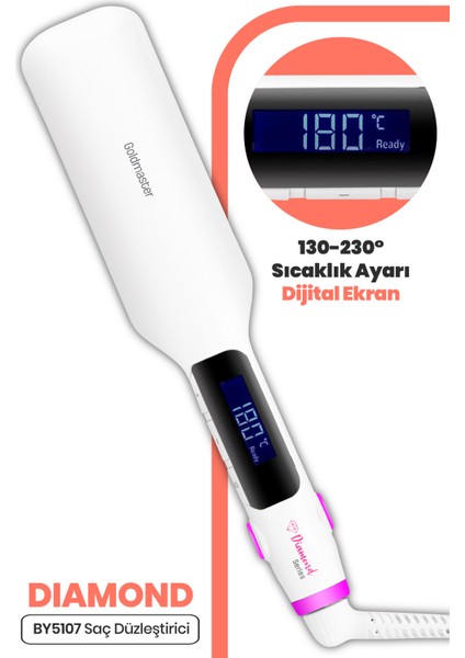 Dıamond Dijital Ekranlı Turmalin Seramik Keratin Geniş Plakalı Saç Düzleştirici BY-5107 modelleri