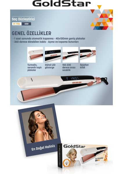 ST7106 Dijital LED Göstergeli Keratin Seramik Kalın Plakalı Saç Düzleştirici