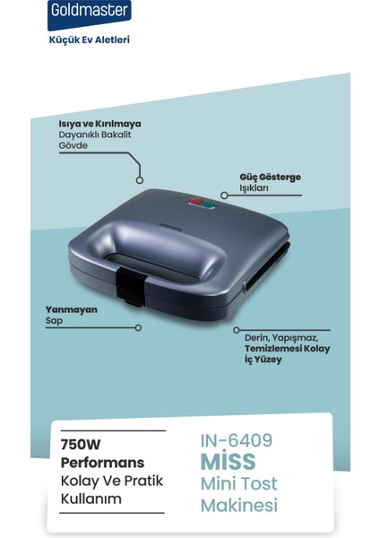 Miss 750W Isınmaya Dayanıklı Tost ve Izgara Makinesi Ege Mavisi In 6409 indirimleri