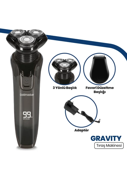 Gravity Traş Makinesi LED Ekran Şarjlı GM8160