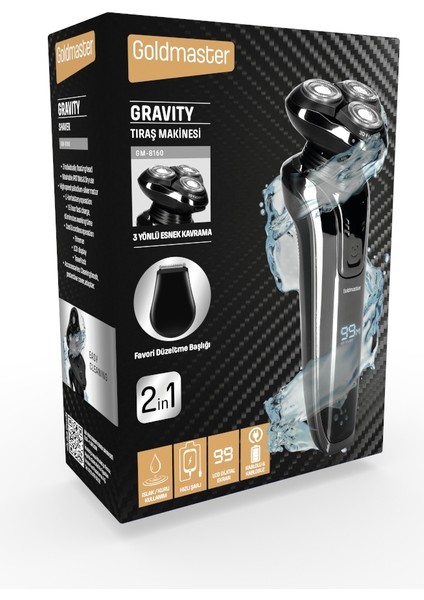 Gravity Traş Makinesi LED Ekran Şarjlı GM8160