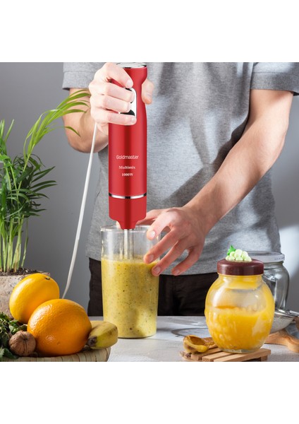 Multimix Kırmızı 1000 Watt 4 Bıçaklı Paslanmaz Çelik Turbo Hız Ayarlı El Blender BY5212K modelleri