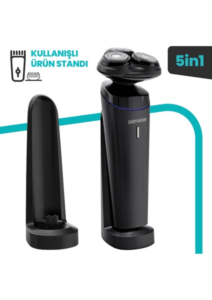 Zero Şarj Standlı Oynar Başlıklı Islak Kuru 5 In 1 Erkek Bakım Seti GM8141