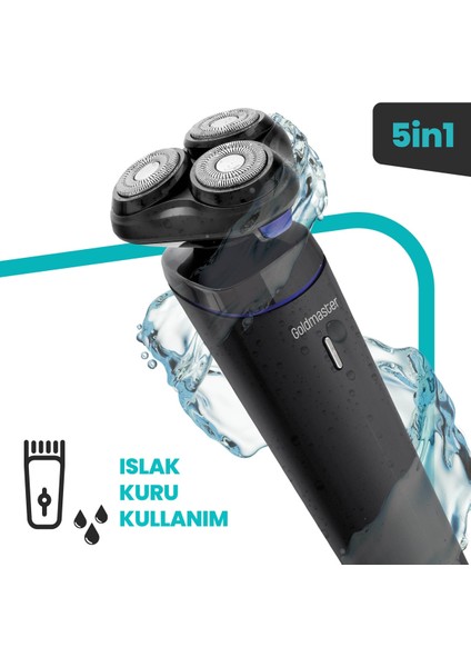 Zero Şarj Standlı Oynar Başlıklı Islak Kuru 5 In 1 Erkek Bakım Seti GM8141