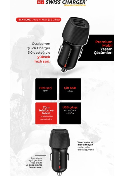 Çift USB Hızlı Araç Şarjı 50027