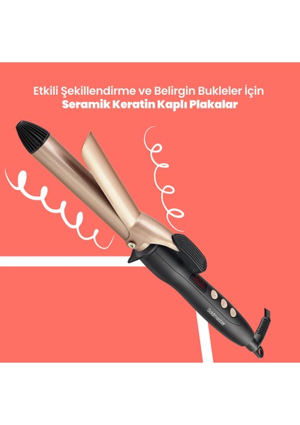 Shine Dijital Göstergeli Seramik Plakalı 25 mm Saç Şekillendirici Maşa Gold IN6136 fiyatları