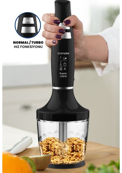 GM-7265 Rapido 1500 W Blender Set Siyah