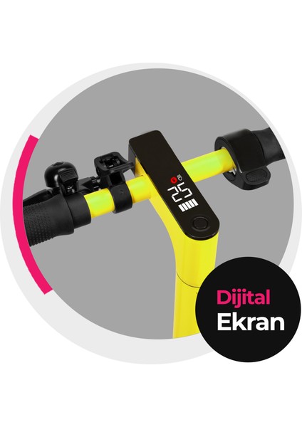 JB-501Y Sarı Katlanabilir Farlı Elektrikli Scooter