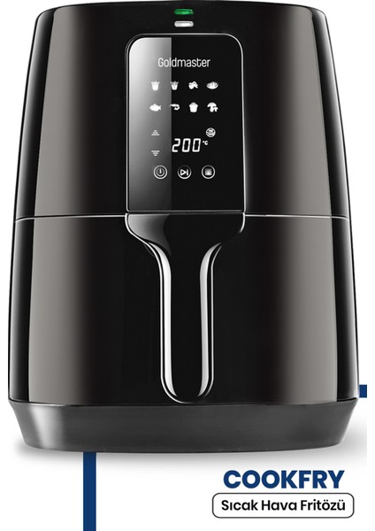 Cookfry Dijital Dokunmatik 8 Ön Programlı Airfryer Yağsız Sıcak Hava Fritöz