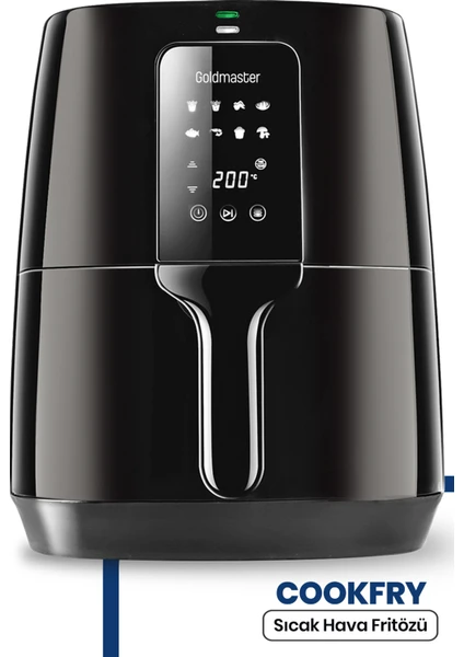 GoldMaster Cookfry Dijital Dokunmatik 8 Ön Programlı Airfryer Yağsız Sıcak Hava Fritöz